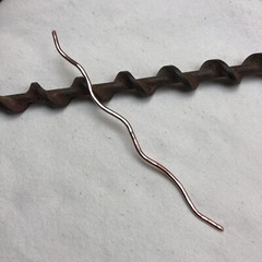 Hair Stick, Solid Recycled Copper, Handmade USA Wavy Curves