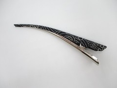 Minimalist Black Kimono Hair Clip 130mm Long Metal Upcycled Silk Hair Stick