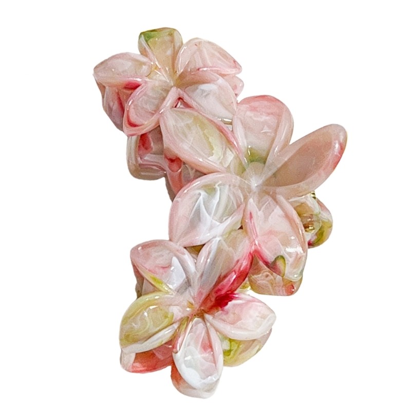 Elegant Marbled Resin Hair Claw Clip Floral Design Women Girls Styling Accessory