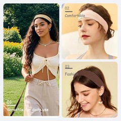 Headbands for Women Non Slip, 9Pcs Soft Elastic Hair Bands for Women’s Hair