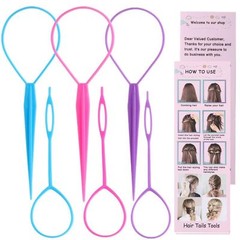 6 Pcs Hair Loop Styling Tool Set w/ Pull Through Ponytail Maker Braiding Tools