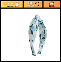 Floral Hydrangea Headband – Knotted Fabric, Durable Plastic Band, Stylish Access