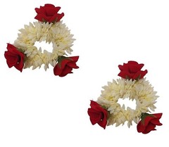 Women Gajra Floral Hair Accessories Clip Bun 2Pack 1 Count (Pack of 2)