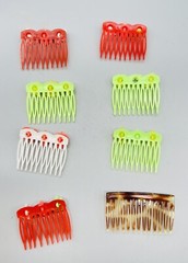 1970s Youth girls French Side Hair Combs small plastic with charms vintage