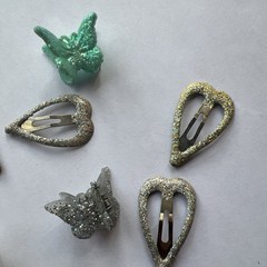 AUTHENTIC 90s Y2K Hair Clips BUTTERFLY HEART GLITTER Retro VINTAGE
