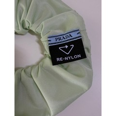 Prada Hair Scrunchie Re-Nylon NEW green Triangle Logo AUTH $420 SRP accessories