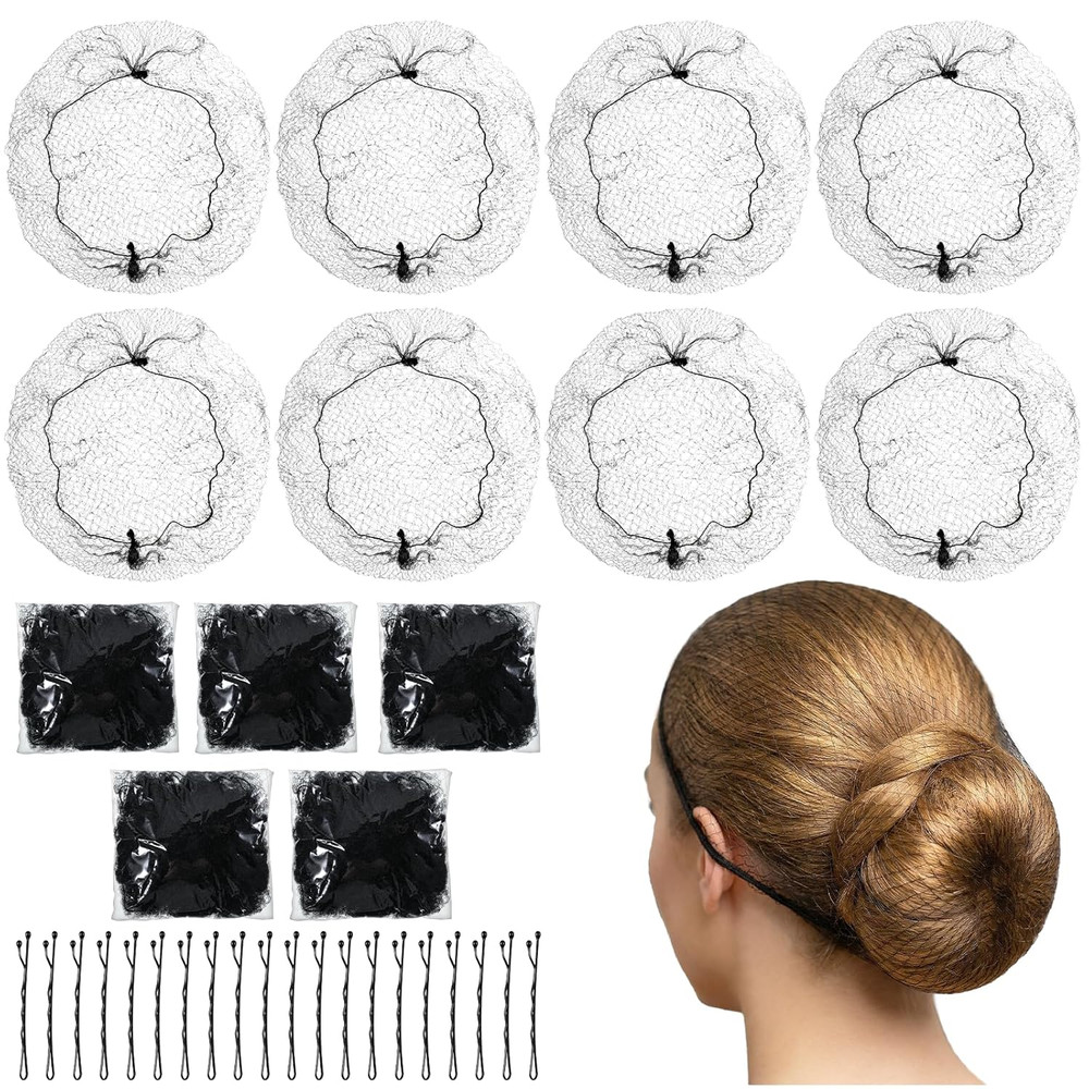 Bun Hair Net, 50 Pcs 24 Inch Black Hair Nets for Food Service Workers Invisible