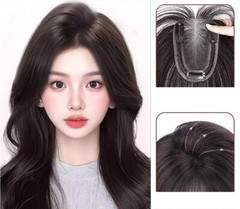 3.15″x4″Traceless 100% Human Hair Topper Fringe Bang Cover Head Top Forehead 10″