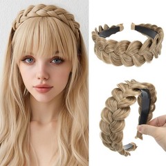 Wide Braided Headbands Hair Piece for Women Synthetic Hair Hoops Head Bands