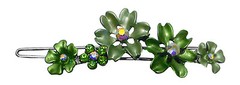 Crystal Flower Barrette with Snap-On Hair Clip for Thin Hair YY86400-11