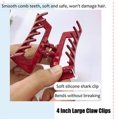 6 Pcs Extra Large Square Hair Clips Soft 1 Count (Pack of 1), Multicolor