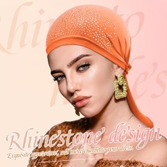 12 PCS Rhinestone Head Scarf Women Turban Durag Cap Skull Headband