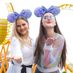 Disney` Parks Ribbon Blue Sequin Aurora Store Headband Minnie Ears Tokyo US POST