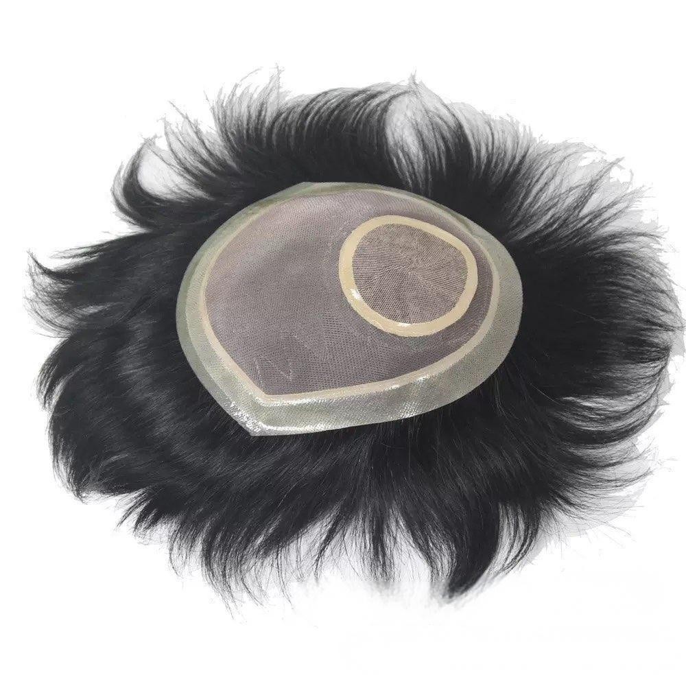 Clearance Sale! 6″x7″ Mono Base Silk Whirl 100% Human Hair Toupee for Men 8″