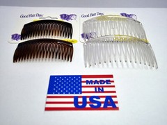 4 Combs x Good Hair Days 2 3/4″ & 3 1/4″ Clear Brown Side combs Made in USA