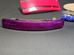 Vintage 80s Acrylic Hair Clips Barrettes Purple Red Blue Beaded Lot of 7