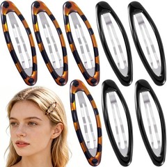 8 Pcs Hair Metal Barrettes for Women, Oval Large Barrettes, Small Snap Hair Clip