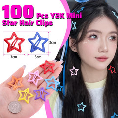 100 PCS Colorful Hair Clips, 1.18 Inch Y2K Accessories Star Hair Clips, Non-Slip