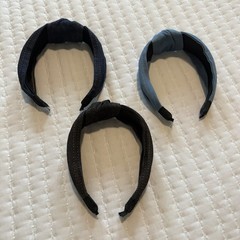 Women’s Denim Knotted Headband For Hair 3 Pieces Variety Of Blue Jean Colors
