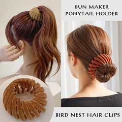 7 Pcs Bird Nest Magic Hair Clip Expandable Ponytail Holder Hair Accessories