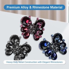 KMYZQDV 3Pcs Rhinestone Butterfly Hair Clips Mini Claw Clip for Assorted