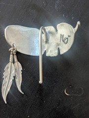 Large Decorative Pewter Pony Tail and Hair Braid Cover Concho Trio w/Dangling Fe