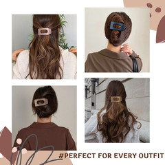 8 Pack Flat Hair Clips for Women – Large Matte Rectangle No-Slip Claw Clips, Str