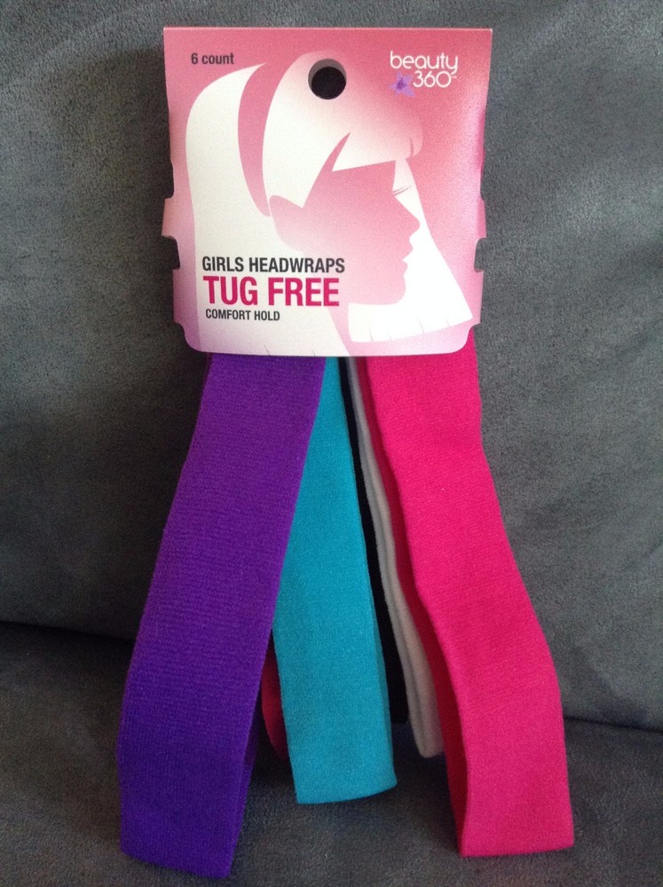 CVS BEAUTY 360 GIRLS 6 COUNT ASSORTED COLORS TUG FREE HEADWRAPS COMFORT HOLD
