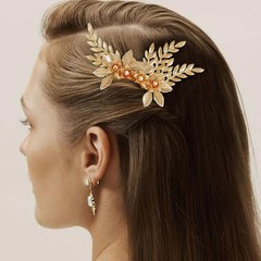 1 PC Leaf Hair Comb Gold Flower Hair Clip Bridal Accessories Women