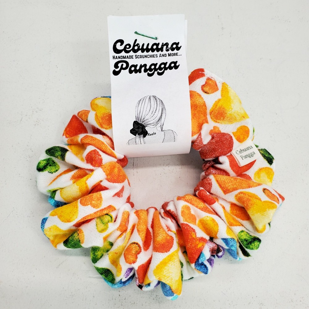 Handmade Women’s Scrunchies sz Large Multicolor Snuggle Flannel Hearts Print New