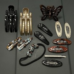 Vintage Y2k Hair Barrette Clip Iridescent Faux Torti Beaded Fairy Hippie 90s Lot