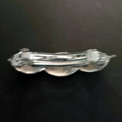 Minimalistic silver tone leaf metal womens barrette Decorative accent hair clasp