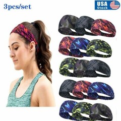 3pcs Men Elastic Hair Head Band Sweatband Headband Stretch Wrap Thin Sports Gym