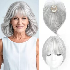 4cmx6cm cap 100% heat resistant synthetic fiber hair topper clip in, 25cm, 30g