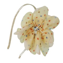 Flower w/Polka Dot & Crystal Stones Hairband Headband for Women Girl