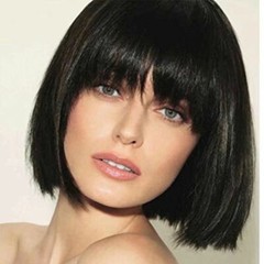 Human Hair Wig For Women Short Bob With Bangs No Lace Wigs Natural High-quality