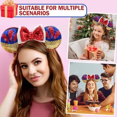 Disney` Park Minnie Mouse Ears Snow White Princess Red Sequin Bow Shiny Headband