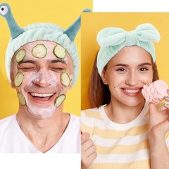 Spa Headband and Wristband Set Skincare Makeup Headband Bowknot Snail Headban…