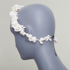 rare SAINT LAURENT 2023 Runway Bohemian Bridal rose bud silk voile headband