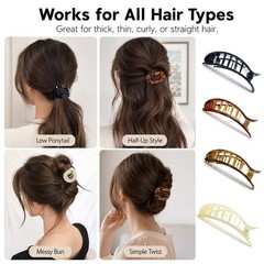 BIDEX 4 PCS Flat Hair Clips, Round Claw Clips for Women and Multicolor