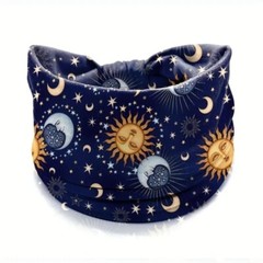 Moon Sun Pattern Boho Headband Bandana Yoga Sweatband Hairband Wrap Stretchable