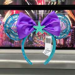 Disney` Parks Stained Glass Mermaid Ariel Shell Headband Loungefly Minnie Ears