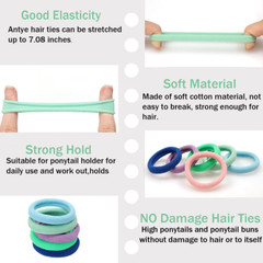 100Pcs Hair Ties Any Fit No Damage Hair Cutton Seamless Hair Elastic Pony Tail H