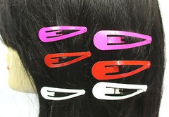 LOT OF 6 ,12 PACK- WOMAN SNAP HAIR CLIP, COLOR PLATED METAL, SPRING CLIP-
