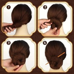 4pcs Stick Hair Clips Pins Women Wood Hair Sticks Natural Chopstick Shaped Hairp