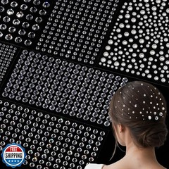 Teenitor 2662 Pcs Hair Gems Hair Pearls Face Gems, 12 Sheets Self Adhesive Fa