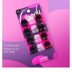 Goody Small Basic Half-Claw Hair Clips, 12-Count – 3-Prong Claw Clips for All Ha