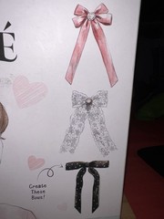 Loveté Ballet Bow Hair Set Fabric Lace Beaded Pink White Black for Women Teens