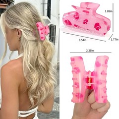 6 PCS Florid Medium Hair Claw Clips Women Strong Hold Nonslip Thick Thin
