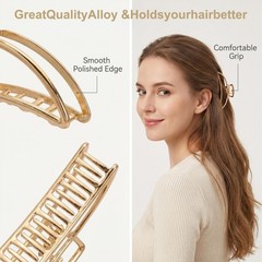 LUKACY 6 Pack Gold Metal Hair Clips – 4 Inch Large 6 Count (Pack of 1),